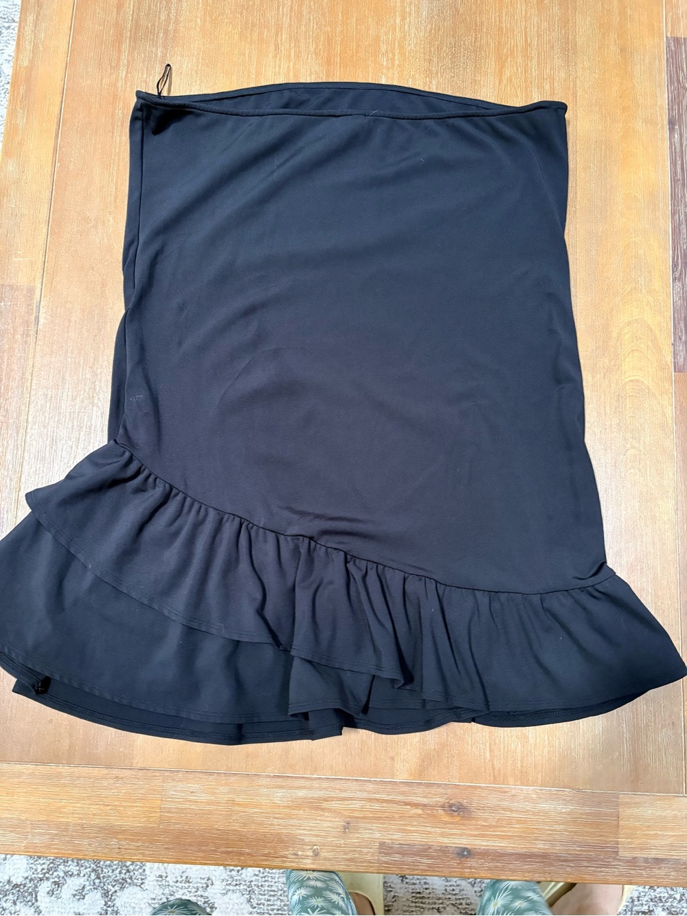 Divided Strapless Black Ruffle-Hem Mini Dress - Picture 2 of 10
